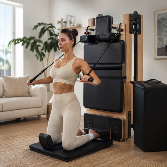 Reformer Pilates Pliable Noir - Cadre Bois