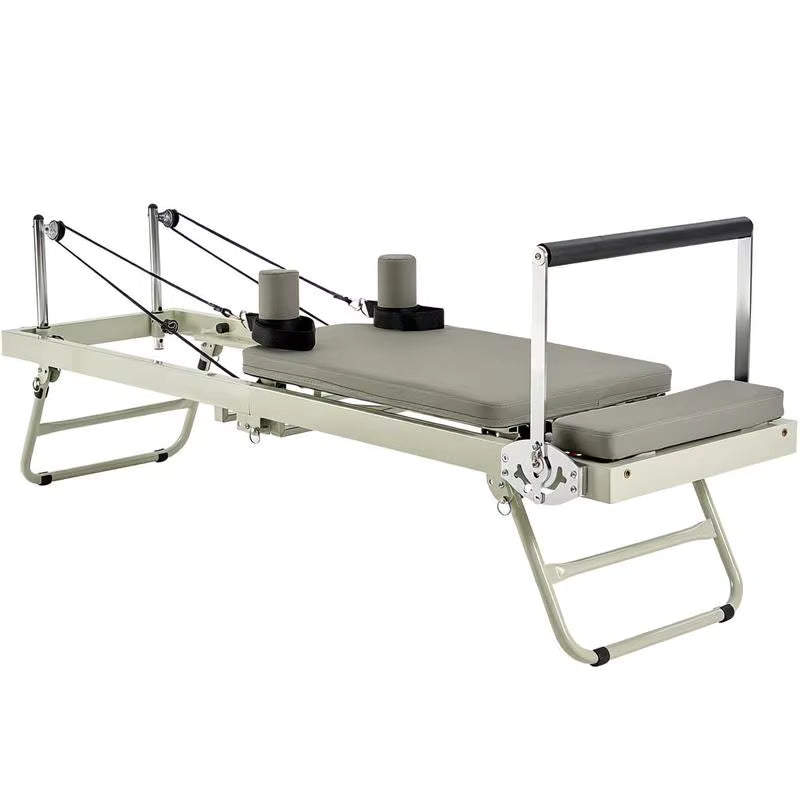 Reformer Pilates Pliable Beige - Cadre bois