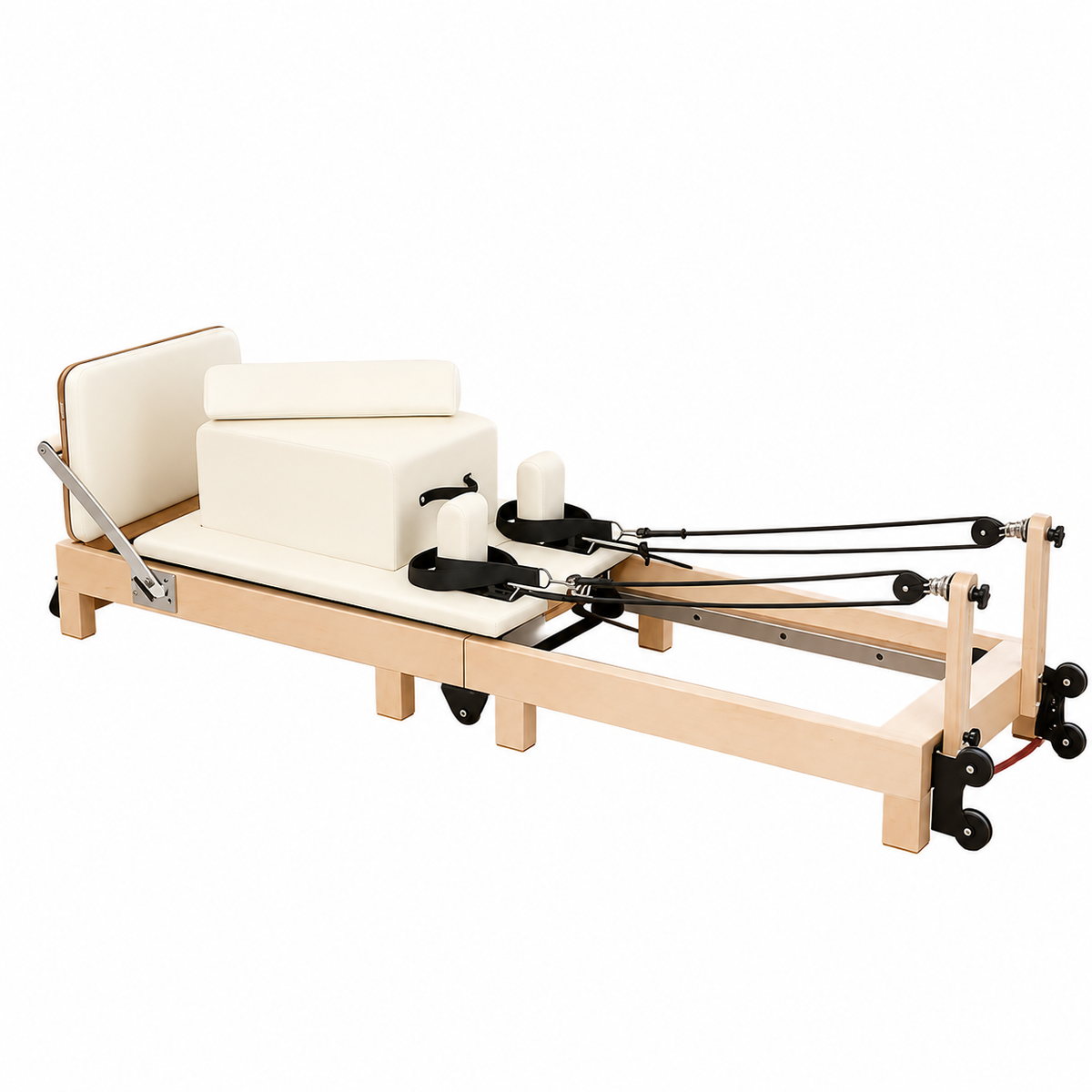 Reformer Pilates Pliable Blanc - Cadre Bois
