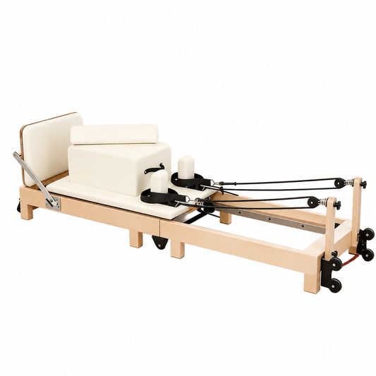 Reformer Pilates Pliable Blanc - Cadre Bois