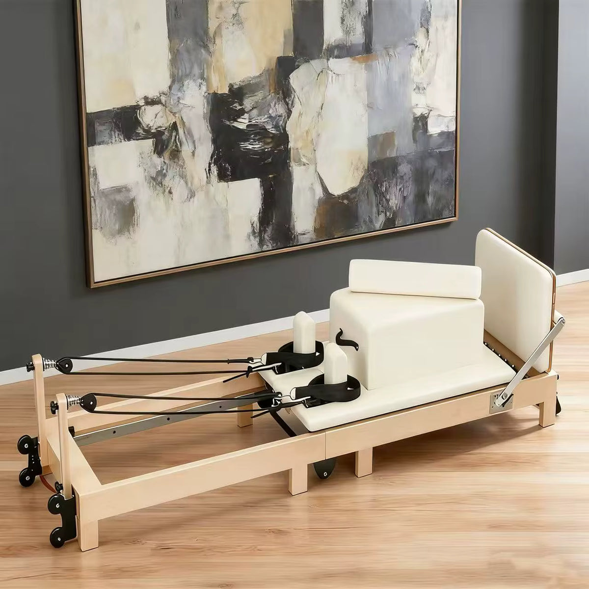 Reformer Pilates Pliable Blanc - Cadre Bois