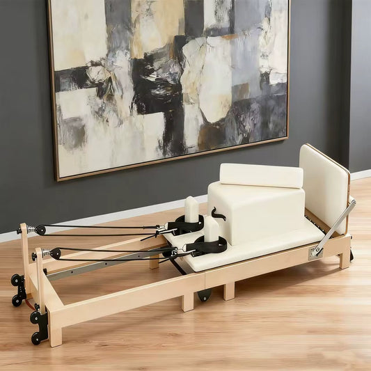 Reformer Pilates Pliable Blanc - Cadre Bois