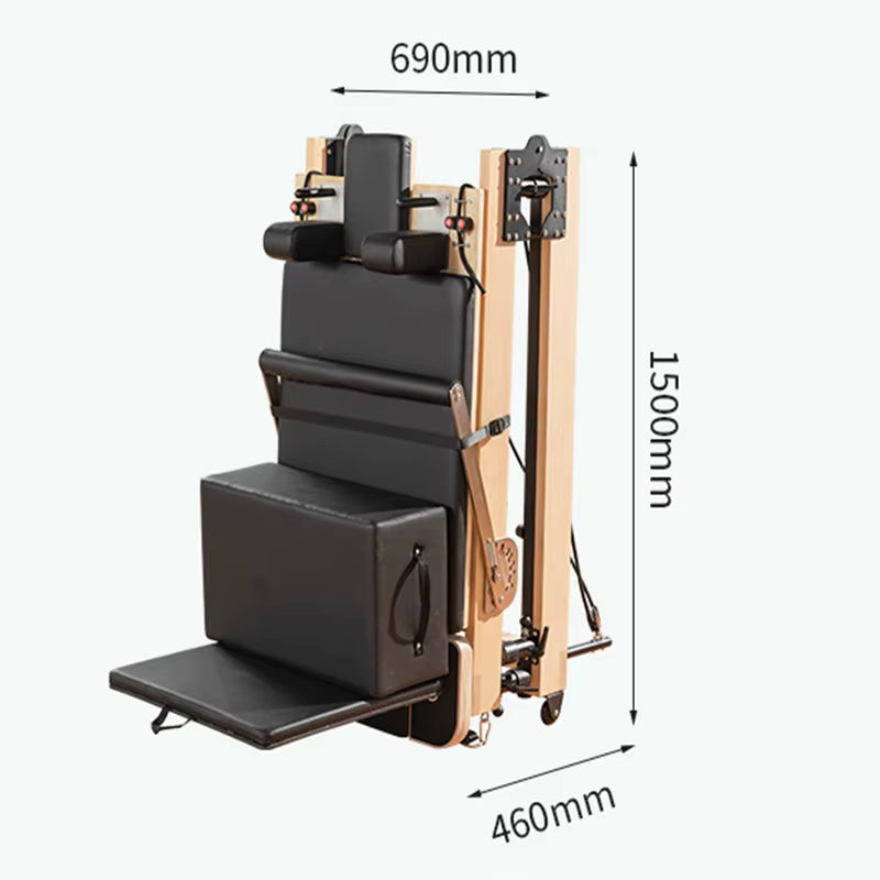 Reformer Pilates Pliable Noir - Cadre Bois