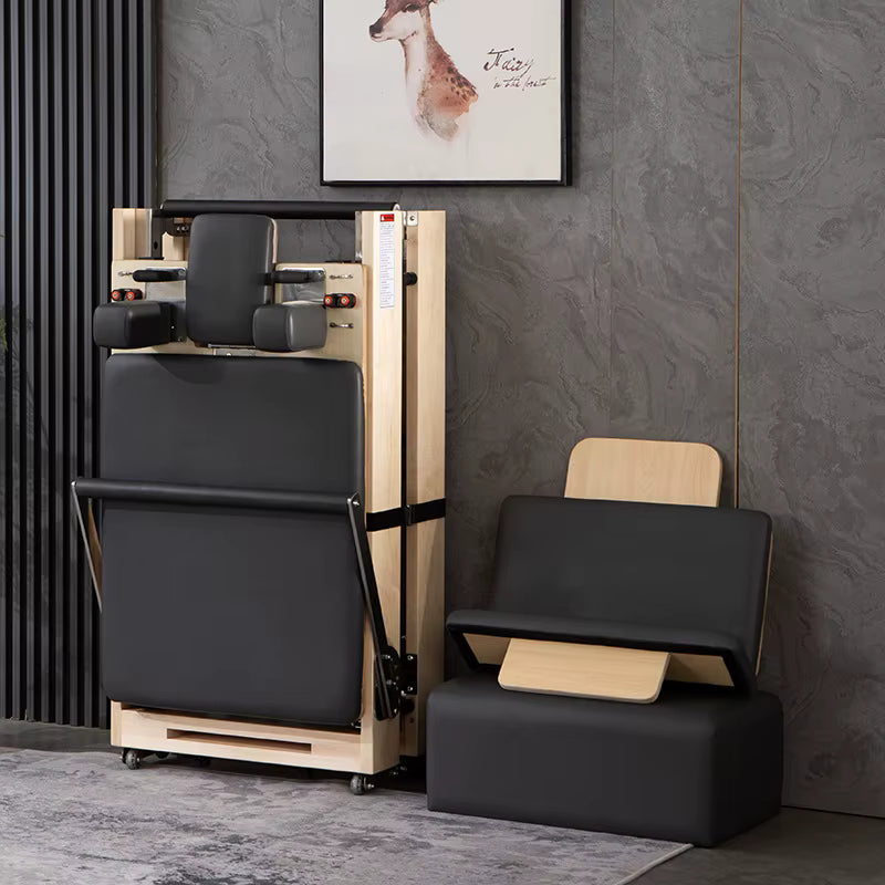 Reformer Pilates Pliable Noir - Cadre Bois